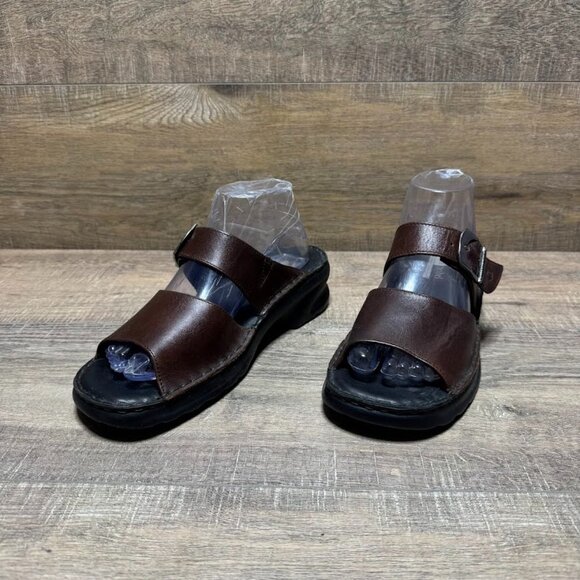 Josef Seibel Brown Leather Straps Slide Sandal Women's Size EU 39 - Picture 1 of 7